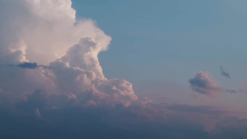 High clouds hanging on the blue sky at sunset