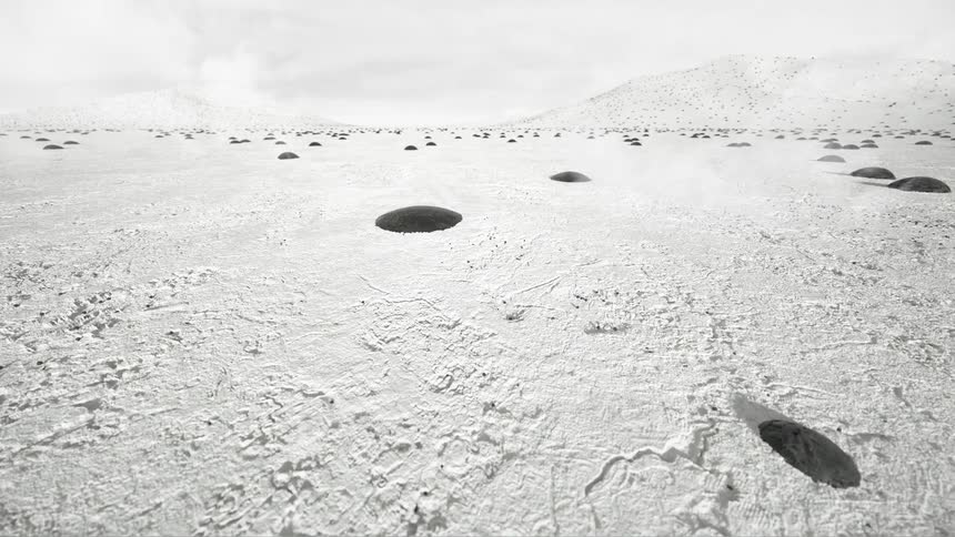 Aerial view of arctic snow is displayed