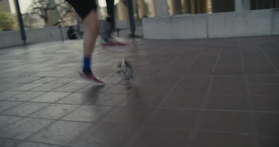 A man with a prosthetic leg is skateboarding