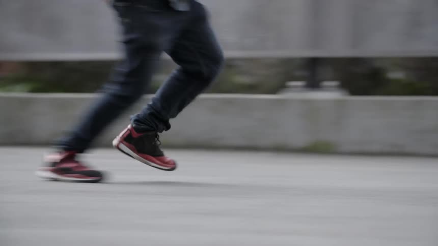 People are running and jumping in a lot