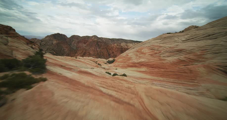 Aerial view of canyons and valleys are displayed in spring