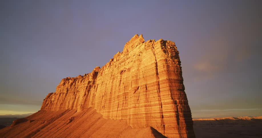 Aerial view of canyons are displayed at dusk