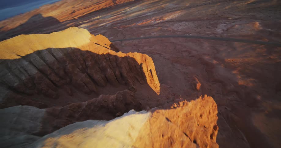 Large formations tower in the desert landscape