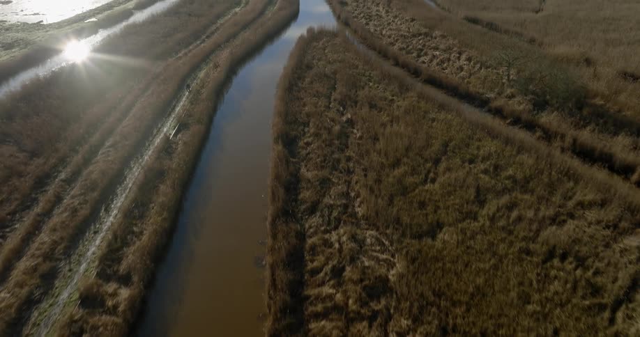 An aerial view of a river