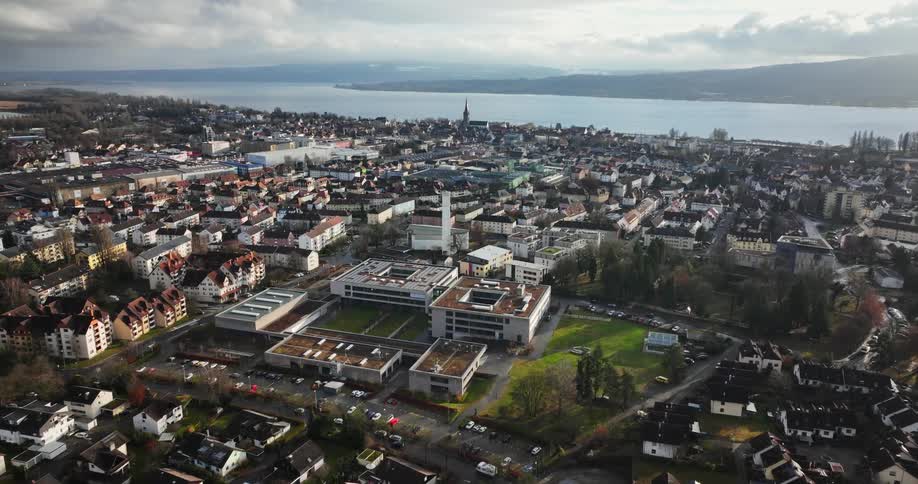 A school campus sits in the center of a dense neighborhood