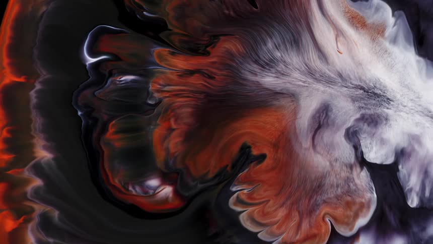 White and red point explode to blend with a dark purple almost black color