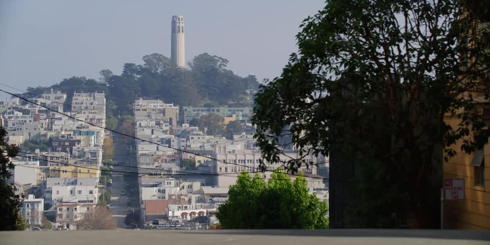Apartment buildings and single family homes sit close together along a hill