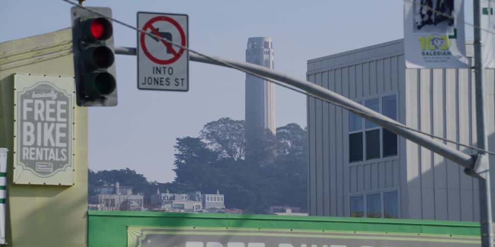 A downtown city is displayed in spring