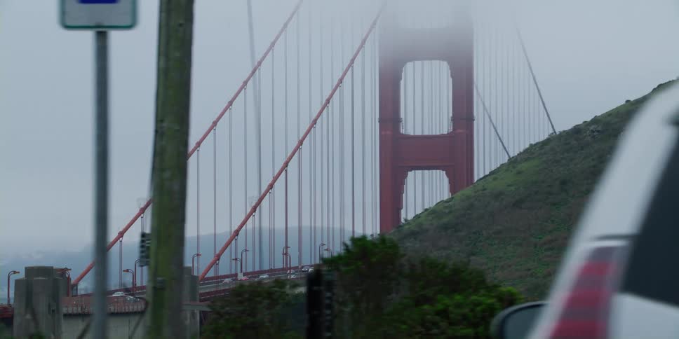 Cars are driving on a bridge in the spring time