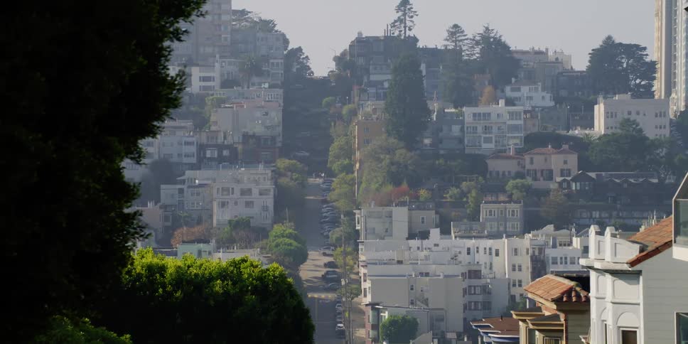 The city is covered with a light fog