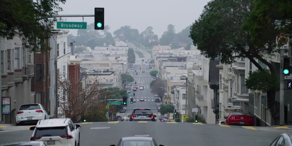 Fog covers hilly streets of san francisco