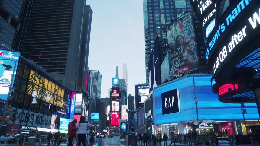 Electronic billboards on times square in new york at evening