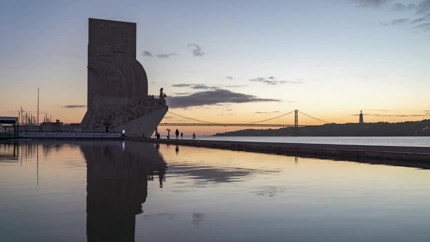 Time lapse of a monument on the san francisco bay at sunrise