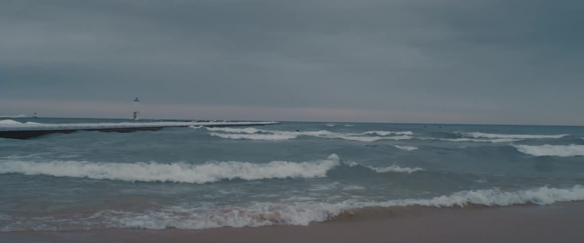 Ocean waves are moving towards the coast