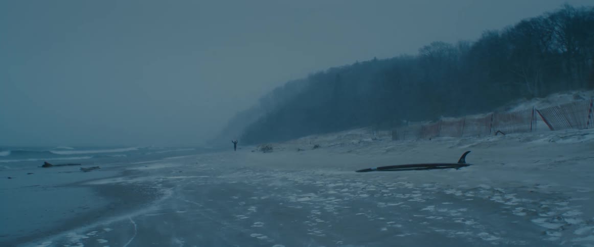 A view of the beach during the winter