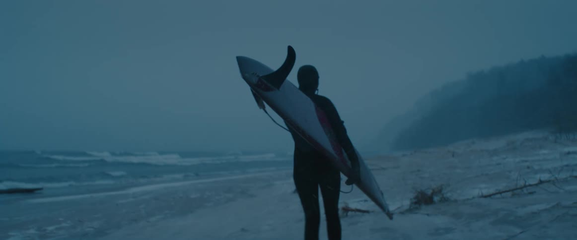 A person is walking on the coast of the beach