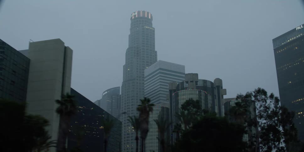The city is covered in fog