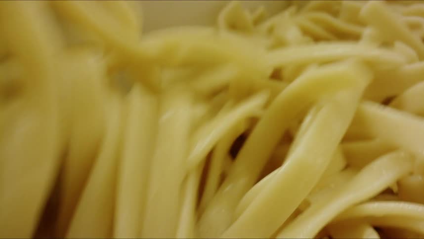 Pasta noodles are shown on display