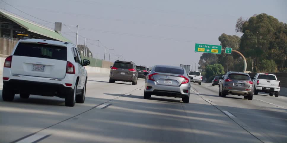 Vehicle drives on city highway