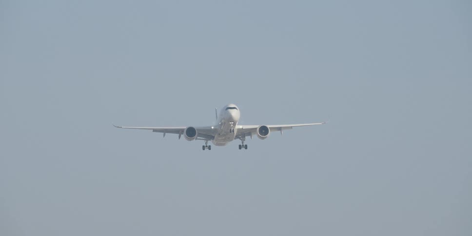Airplane lands onto ground