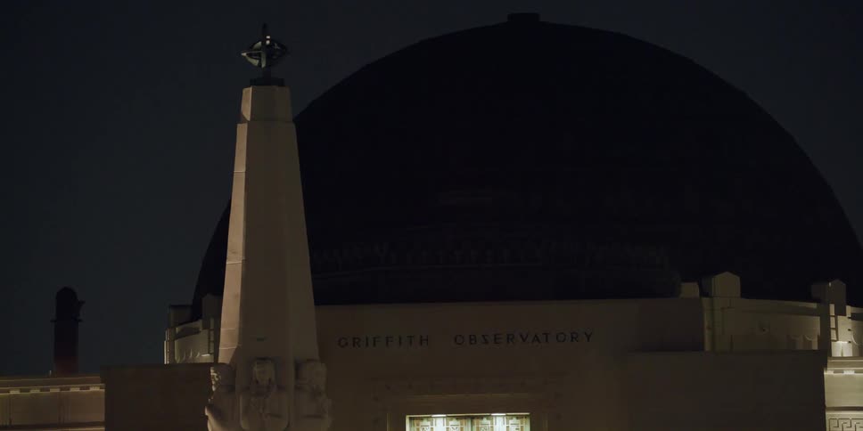 A dome building is displayed at night
