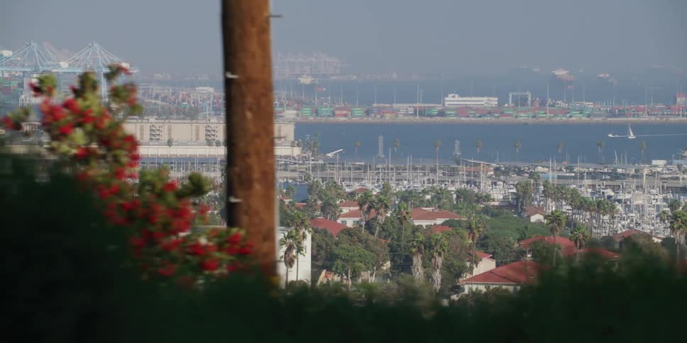 Boats move through water between neighborhood and loading docks