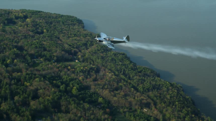 The plane is spinning around in the air