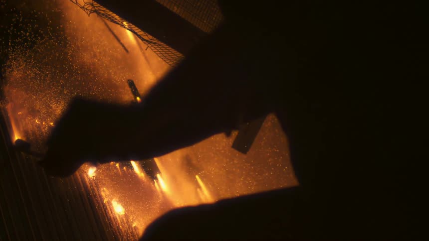 Slow motion of firework rockets being launched