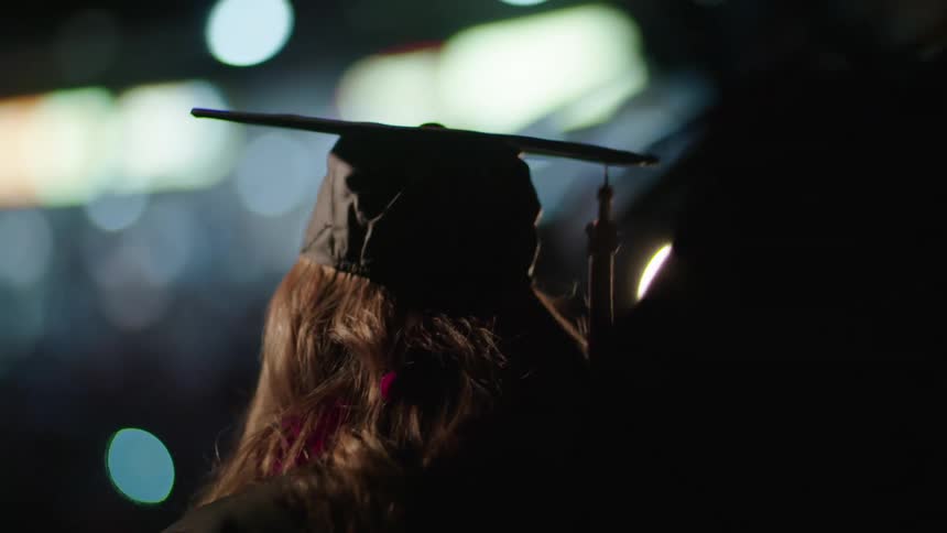 Students are graduating with cap and gown