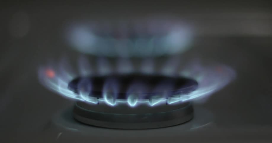 The light on the burner is turned on
