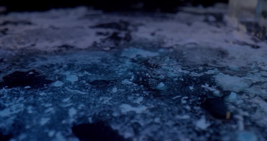 The ice is moving in the water
