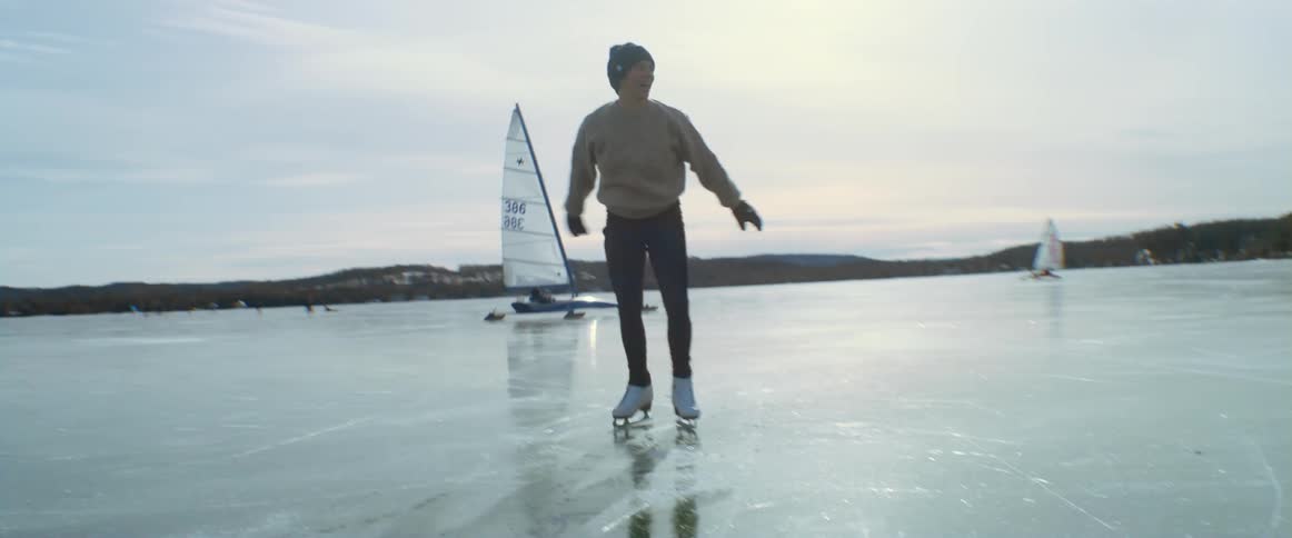 A woman skating outdoors