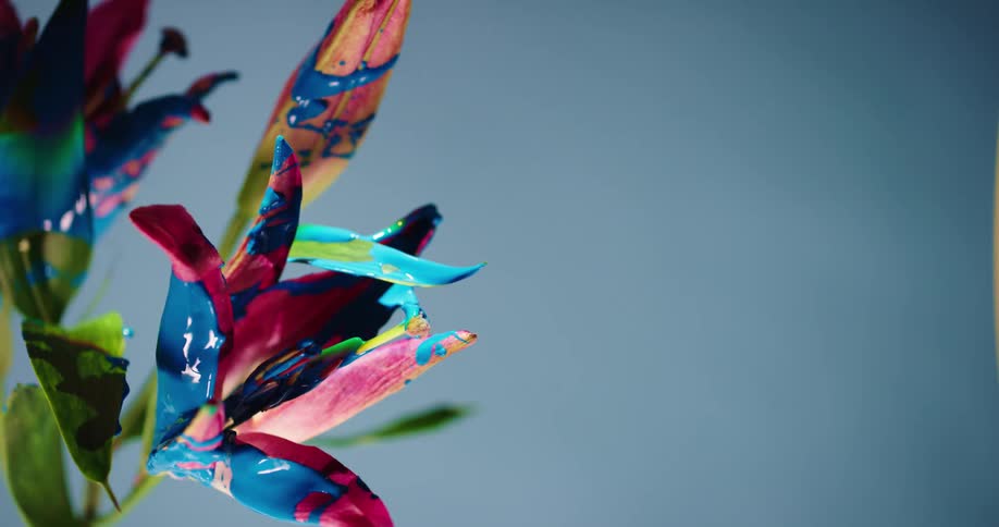 The flower is covered with neon paint