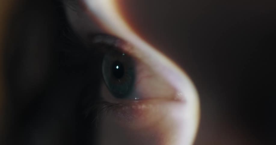 Close up of a persons eye is displayed