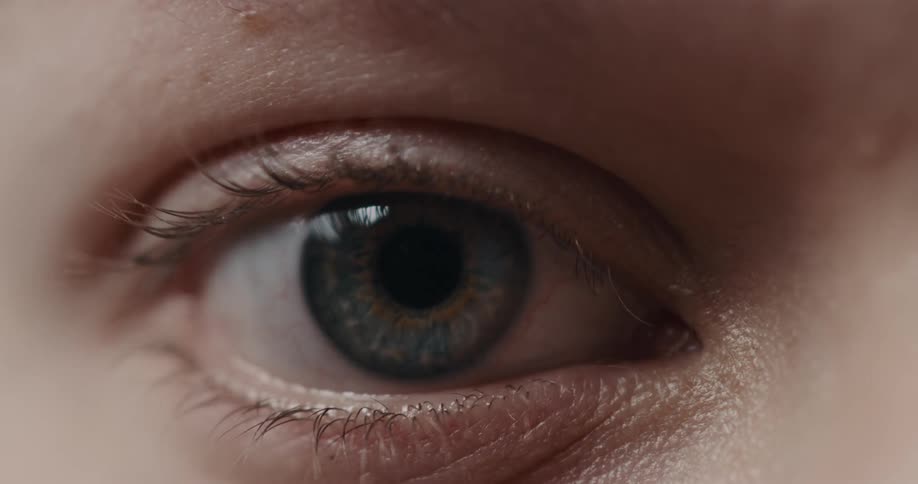 Closeup view of a persons eye is displayed