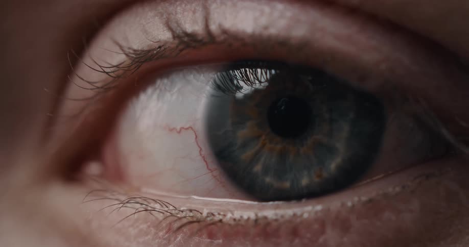 Whites person blue eye blinking