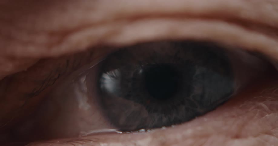White person blue eye blinking and moving around