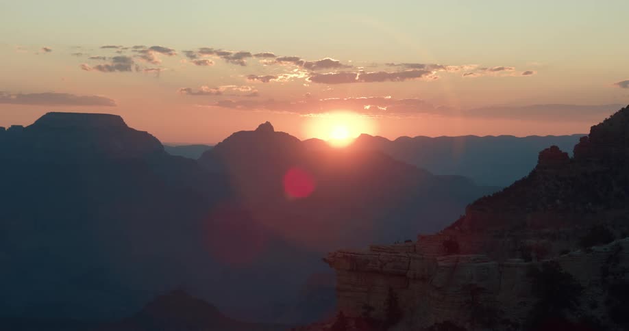 Aerial view of the sunset over the grand canyon national park in arizona