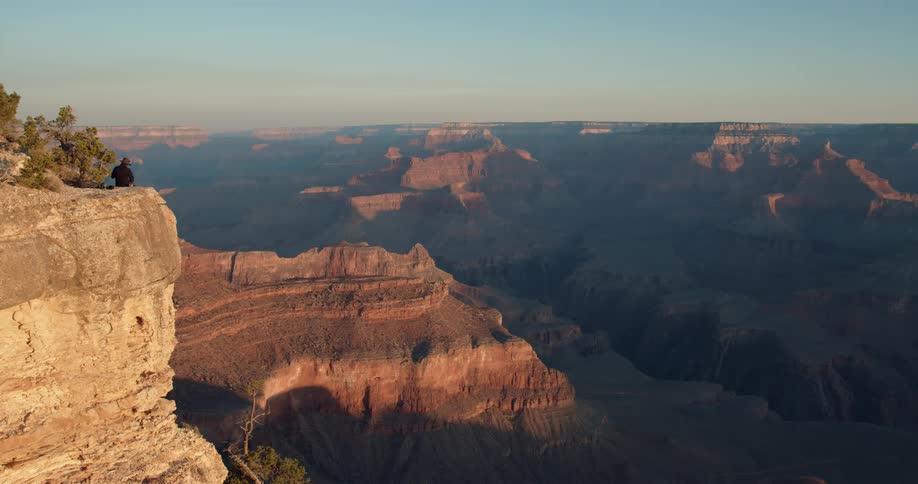 Aerial view of mountains are displayed at dusk