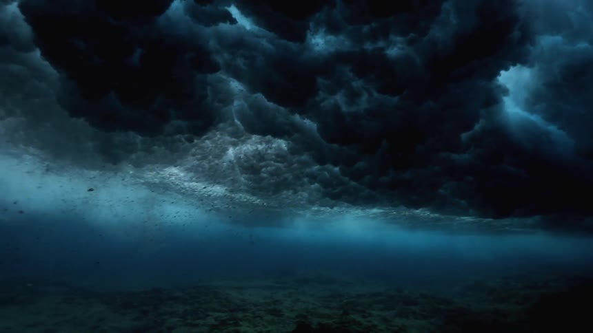 Underwater view of waves in the ocean