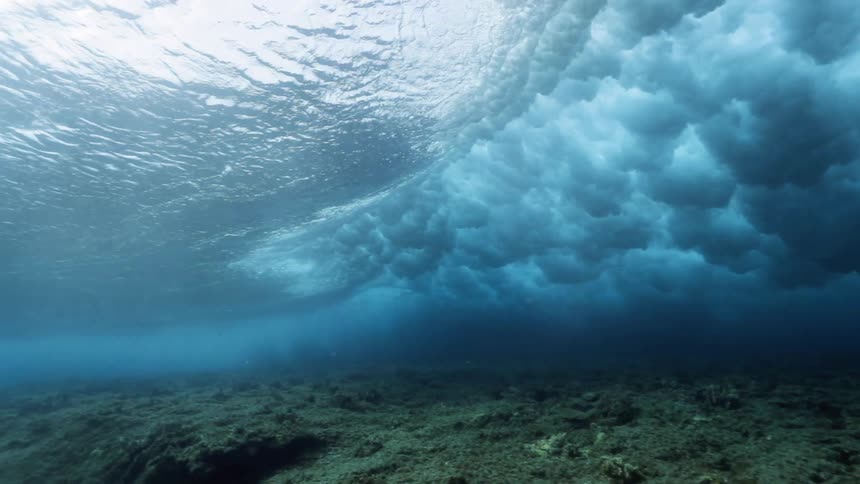 Underwater view of waves in the ocean