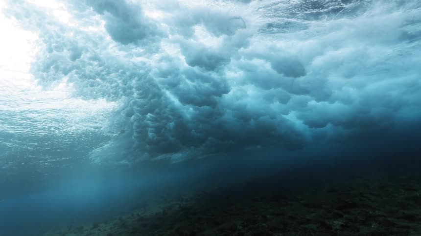 Underwater footage of waves