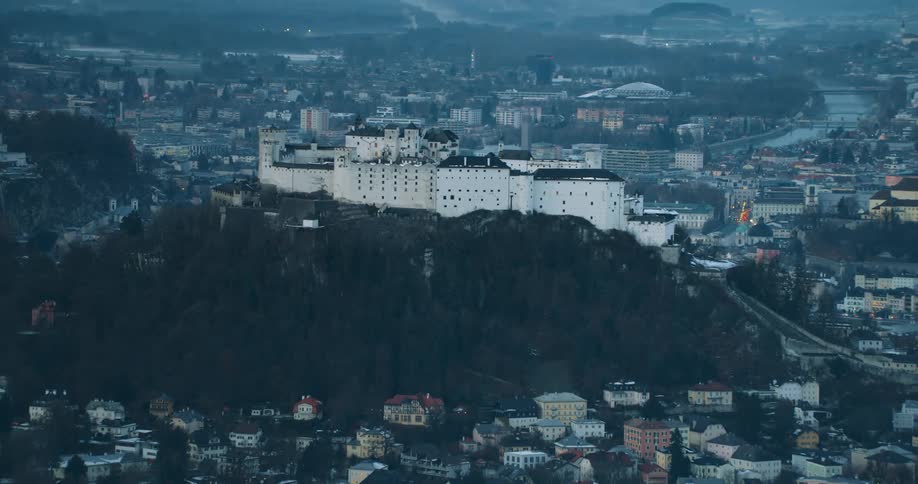 Aerial view of hohensalzburg fortress in the city of salzburg