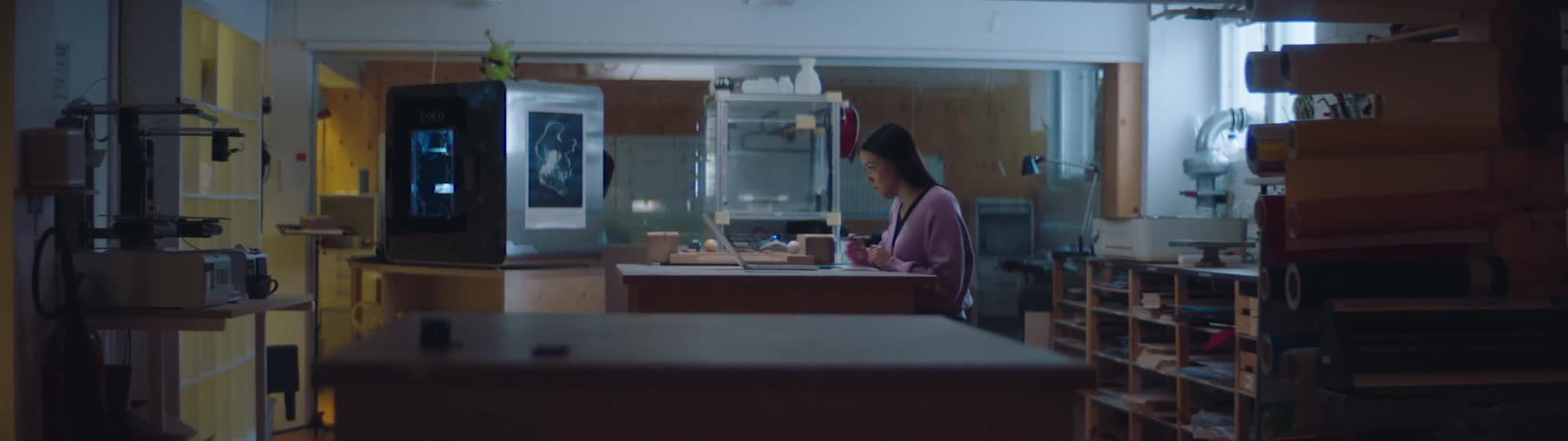 A woman is working in the office