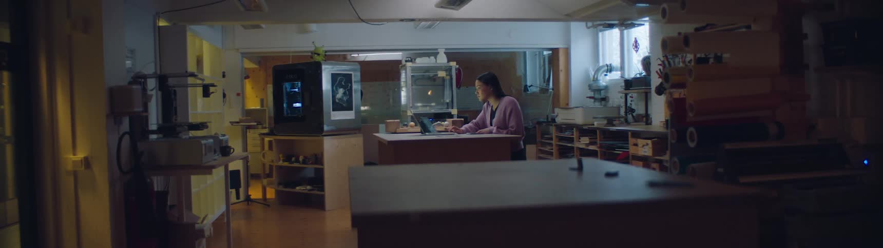 A woman is working in the office