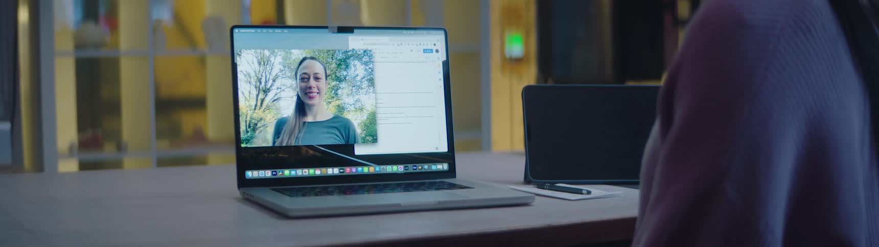 A woman is having a video chat with another woman
