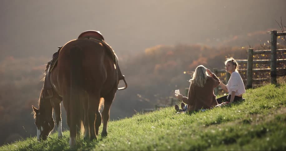 Backcountry with horses with two woman