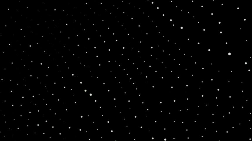 Green dots move across the blackness in warped lines and change to smaller white dots