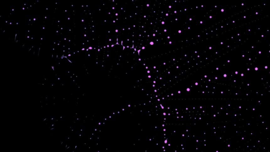 A surreal microscopic scene with transforms to a mesh of dots