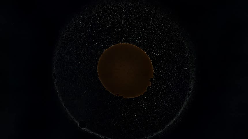 a drop of orange ink appears in the dark and falls apart